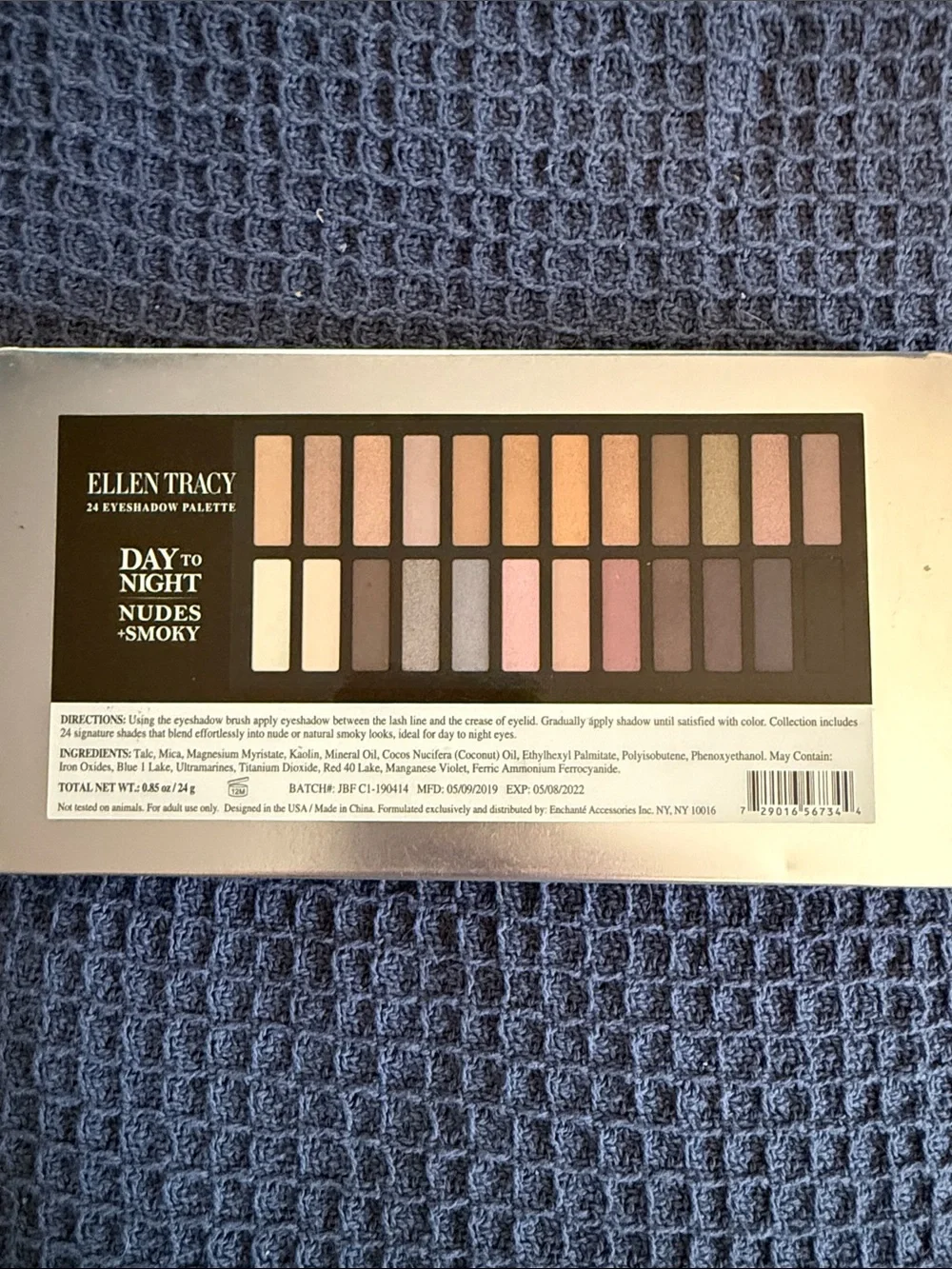 Ellen Tracy 24-Color Eyeshadow Palette - Silver Mirror Finish